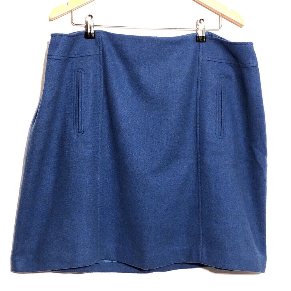 Talbots Woman Skirt Women's 20 W Petite Blue Wool Blend Straight Knee Length New
